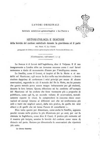 La clinica ostetrica rivista di ostetricia, ginecologia e pediatria. - A. 1, n. 1 (1899)-a. 40, n. 12 (dic. 1938)