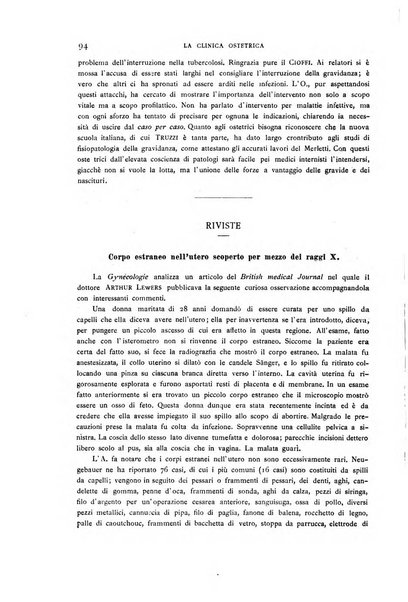 La clinica ostetrica rivista di ostetricia, ginecologia e pediatria. - A. 1, n. 1 (1899)-a. 40, n. 12 (dic. 1938)