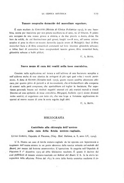 La clinica ostetrica rivista di ostetricia, ginecologia e pediatria. - A. 1, n. 1 (1899)-a. 40, n. 12 (dic. 1938)