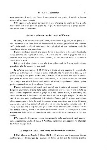 La clinica ostetrica rivista di ostetricia, ginecologia e pediatria. - A. 1, n. 1 (1899)-a. 40, n. 12 (dic. 1938)