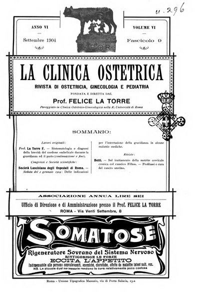 La clinica ostetrica rivista di ostetricia, ginecologia e pediatria. - A. 1, n. 1 (1899)-a. 40, n. 12 (dic. 1938)