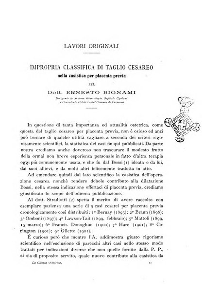 La clinica ostetrica rivista di ostetricia, ginecologia e pediatria. - A. 1, n. 1 (1899)-a. 40, n. 12 (dic. 1938)