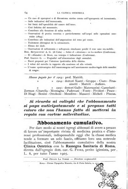 La clinica ostetrica rivista di ostetricia, ginecologia e pediatria. - A. 1, n. 1 (1899)-a. 40, n. 12 (dic. 1938)