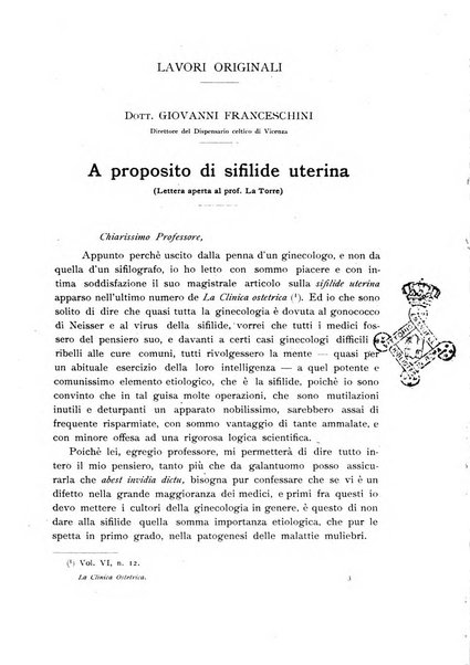 La clinica ostetrica rivista di ostetricia, ginecologia e pediatria. - A. 1, n. 1 (1899)-a. 40, n. 12 (dic. 1938)