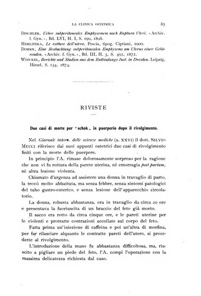 La clinica ostetrica rivista di ostetricia, ginecologia e pediatria. - A. 1, n. 1 (1899)-a. 40, n. 12 (dic. 1938)