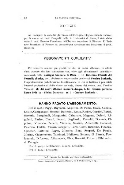 La clinica ostetrica rivista di ostetricia, ginecologia e pediatria. - A. 1, n. 1 (1899)-a. 40, n. 12 (dic. 1938)