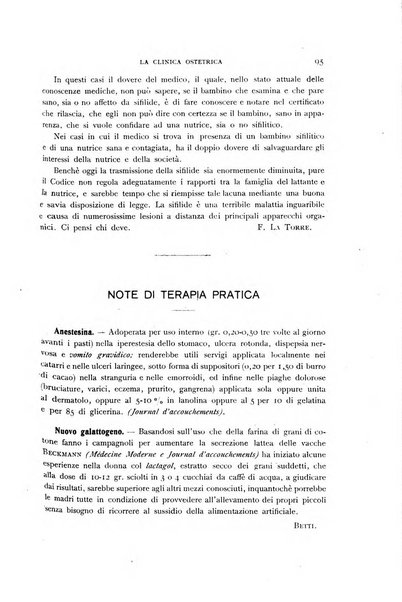 La clinica ostetrica rivista di ostetricia, ginecologia e pediatria. - A. 1, n. 1 (1899)-a. 40, n. 12 (dic. 1938)