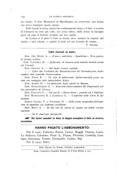 La clinica ostetrica rivista di ostetricia, ginecologia e pediatria. - A. 1, n. 1 (1899)-a. 40, n. 12 (dic. 1938)