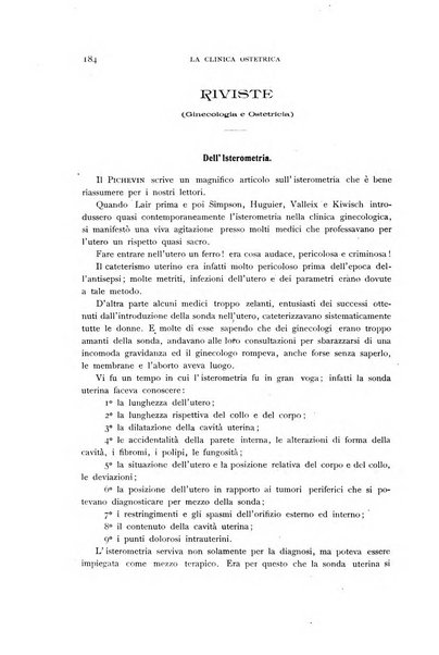 La clinica ostetrica rivista di ostetricia, ginecologia e pediatria. - A. 1, n. 1 (1899)-a. 40, n. 12 (dic. 1938)