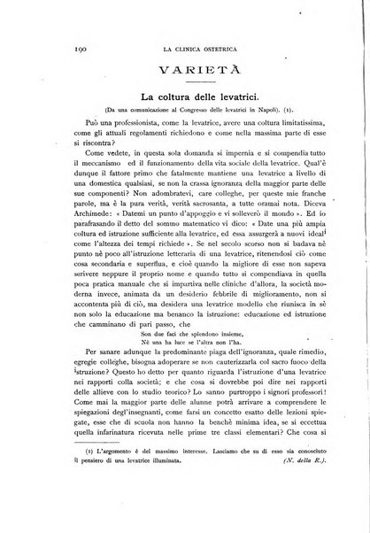 La clinica ostetrica rivista di ostetricia, ginecologia e pediatria. - A. 1, n. 1 (1899)-a. 40, n. 12 (dic. 1938)