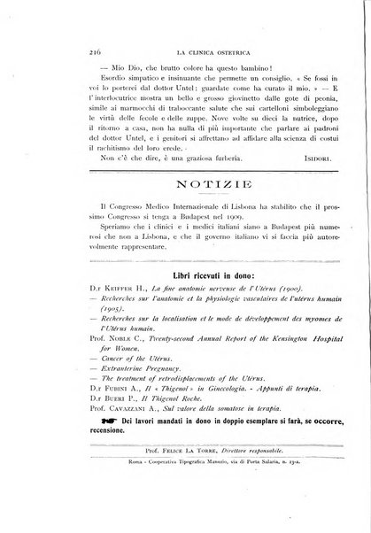 La clinica ostetrica rivista di ostetricia, ginecologia e pediatria. - A. 1, n. 1 (1899)-a. 40, n. 12 (dic. 1938)