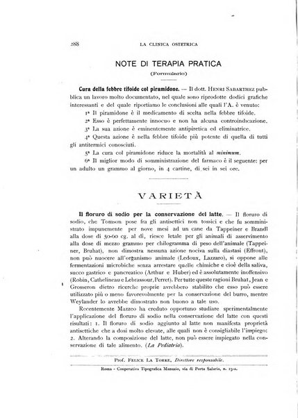 La clinica ostetrica rivista di ostetricia, ginecologia e pediatria. - A. 1, n. 1 (1899)-a. 40, n. 12 (dic. 1938)