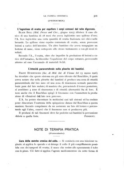 La clinica ostetrica rivista di ostetricia, ginecologia e pediatria. - A. 1, n. 1 (1899)-a. 40, n. 12 (dic. 1938)