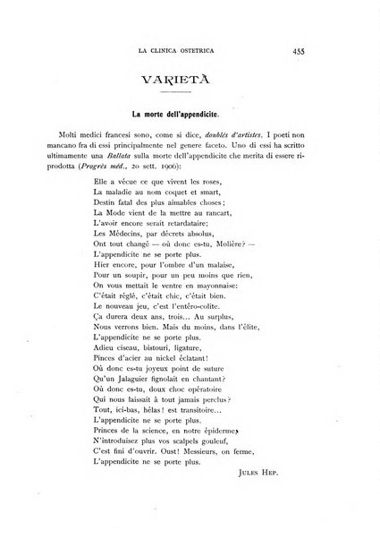 La clinica ostetrica rivista di ostetricia, ginecologia e pediatria. - A. 1, n. 1 (1899)-a. 40, n. 12 (dic. 1938)