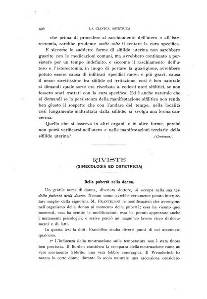 La clinica ostetrica rivista di ostetricia, ginecologia e pediatria. - A. 1, n. 1 (1899)-a. 40, n. 12 (dic. 1938)