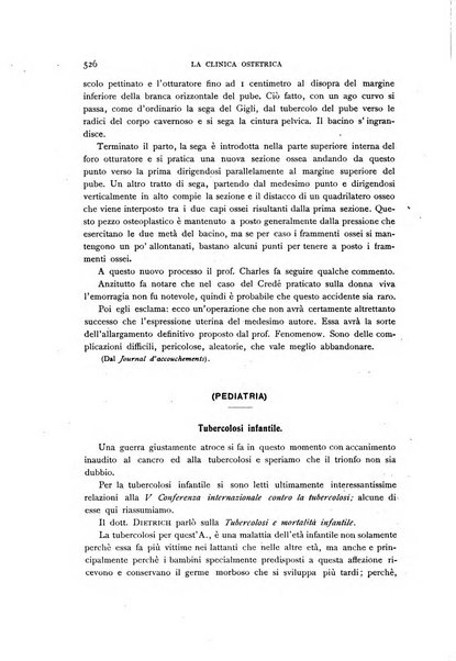 La clinica ostetrica rivista di ostetricia, ginecologia e pediatria. - A. 1, n. 1 (1899)-a. 40, n. 12 (dic. 1938)