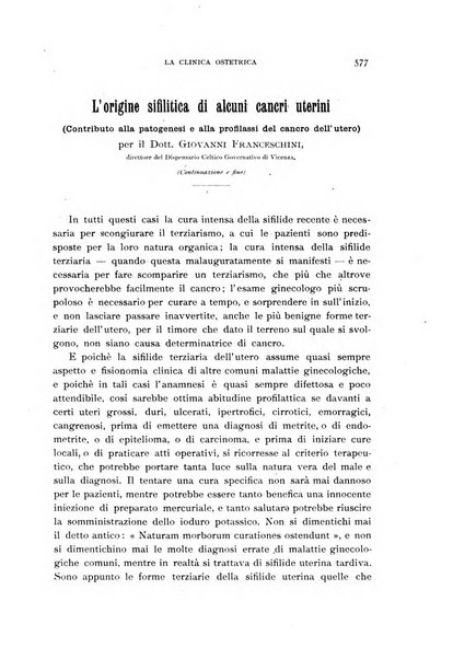 La clinica ostetrica rivista di ostetricia, ginecologia e pediatria. - A. 1, n. 1 (1899)-a. 40, n. 12 (dic. 1938)