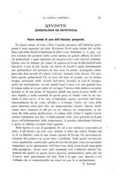 La clinica ostetrica rivista di ostetricia, ginecologia e pediatria. - A. 1, n. 1 (1899)-a. 40, n. 12 (dic. 1938)