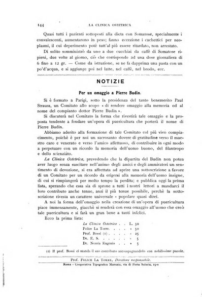 La clinica ostetrica rivista di ostetricia, ginecologia e pediatria. - A. 1, n. 1 (1899)-a. 40, n. 12 (dic. 1938)