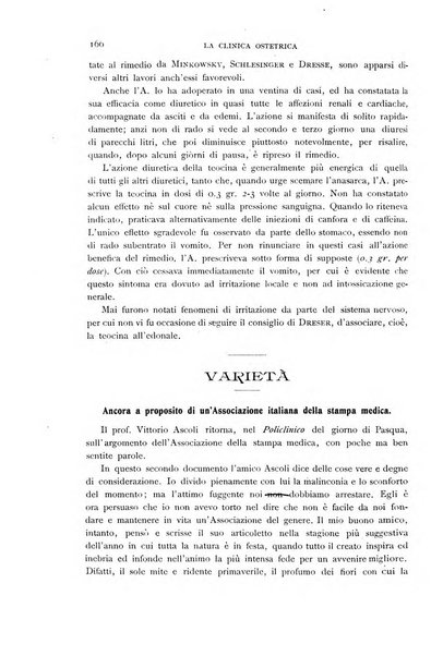 La clinica ostetrica rivista di ostetricia, ginecologia e pediatria. - A. 1, n. 1 (1899)-a. 40, n. 12 (dic. 1938)