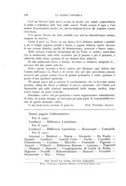 La clinica ostetrica rivista di ostetricia, ginecologia e pediatria. - A. 1, n. 1 (1899)-a. 40, n. 12 (dic. 1938)