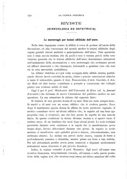 La clinica ostetrica rivista di ostetricia, ginecologia e pediatria. - A. 1, n. 1 (1899)-a. 40, n. 12 (dic. 1938)