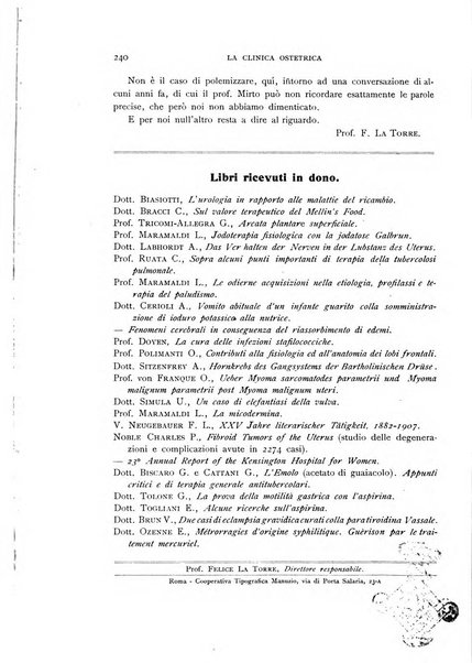 La clinica ostetrica rivista di ostetricia, ginecologia e pediatria. - A. 1, n. 1 (1899)-a. 40, n. 12 (dic. 1938)