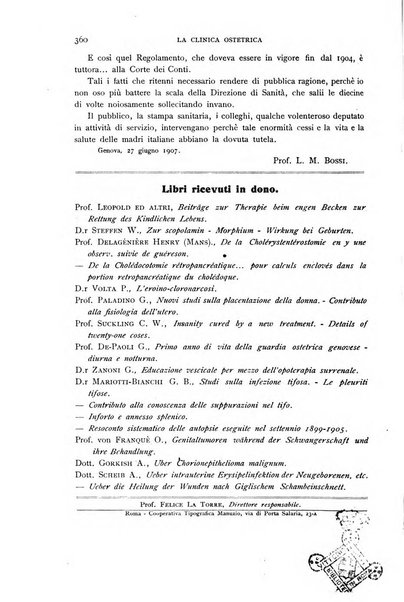 La clinica ostetrica rivista di ostetricia, ginecologia e pediatria. - A. 1, n. 1 (1899)-a. 40, n. 12 (dic. 1938)