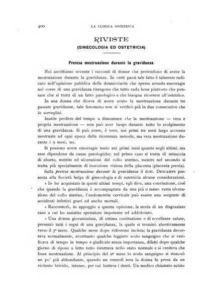 La clinica ostetrica rivista di ostetricia, ginecologia e pediatria. - A. 1, n. 1 (1899)-a. 40, n. 12 (dic. 1938)