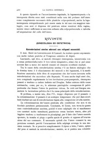 La clinica ostetrica rivista di ostetricia, ginecologia e pediatria. - A. 1, n. 1 (1899)-a. 40, n. 12 (dic. 1938)