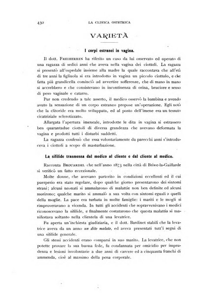 La clinica ostetrica rivista di ostetricia, ginecologia e pediatria. - A. 1, n. 1 (1899)-a. 40, n. 12 (dic. 1938)