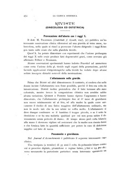 La clinica ostetrica rivista di ostetricia, ginecologia e pediatria. - A. 1, n. 1 (1899)-a. 40, n. 12 (dic. 1938)