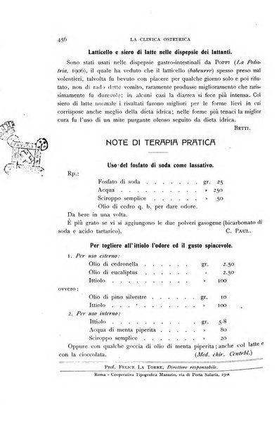 La clinica ostetrica rivista di ostetricia, ginecologia e pediatria. - A. 1, n. 1 (1899)-a. 40, n. 12 (dic. 1938)