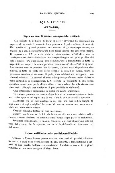 La clinica ostetrica rivista di ostetricia, ginecologia e pediatria. - A. 1, n. 1 (1899)-a. 40, n. 12 (dic. 1938)