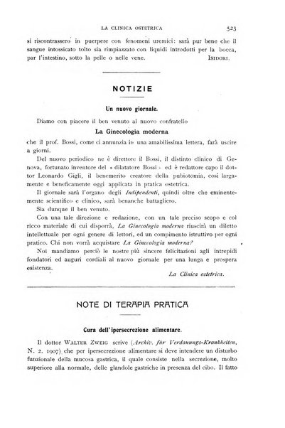 La clinica ostetrica rivista di ostetricia, ginecologia e pediatria. - A. 1, n. 1 (1899)-a. 40, n. 12 (dic. 1938)