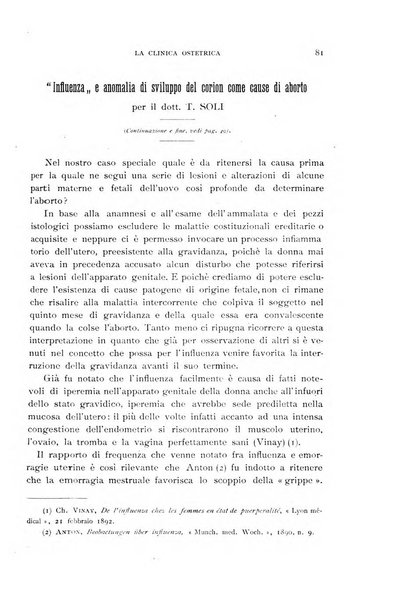 La clinica ostetrica rivista di ostetricia, ginecologia e pediatria. - A. 1, n. 1 (1899)-a. 40, n. 12 (dic. 1938)