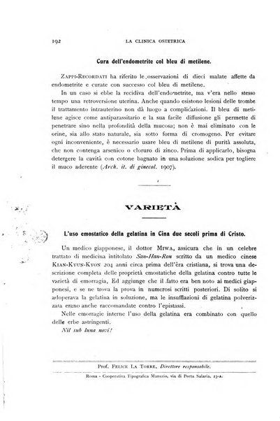 La clinica ostetrica rivista di ostetricia, ginecologia e pediatria. - A. 1, n. 1 (1899)-a. 40, n. 12 (dic. 1938)