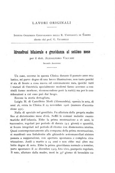 La clinica ostetrica rivista di ostetricia, ginecologia e pediatria. - A. 1, n. 1 (1899)-a. 40, n. 12 (dic. 1938)