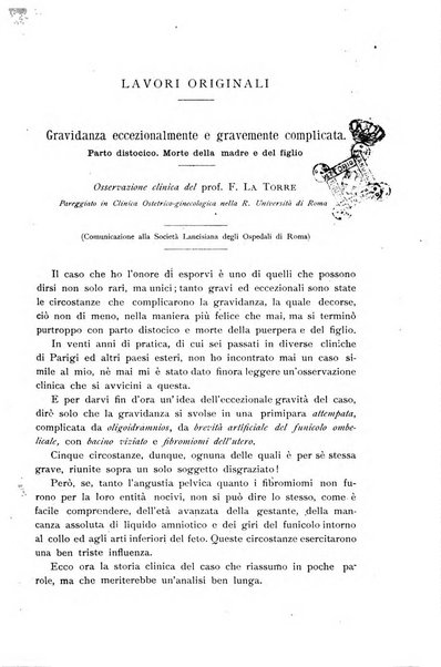 La clinica ostetrica rivista di ostetricia, ginecologia e pediatria. - A. 1, n. 1 (1899)-a. 40, n. 12 (dic. 1938)