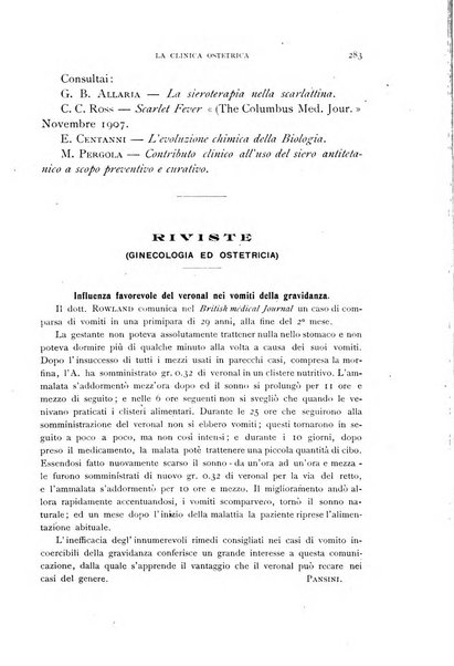 La clinica ostetrica rivista di ostetricia, ginecologia e pediatria. - A. 1, n. 1 (1899)-a. 40, n. 12 (dic. 1938)