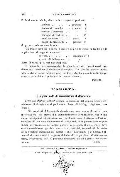 La clinica ostetrica rivista di ostetricia, ginecologia e pediatria. - A. 1, n. 1 (1899)-a. 40, n. 12 (dic. 1938)