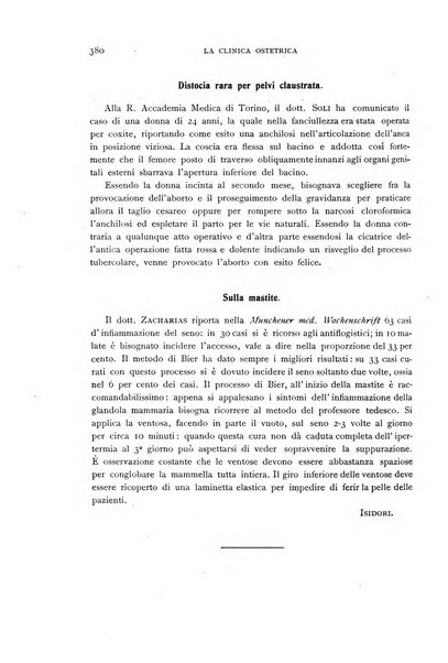 La clinica ostetrica rivista di ostetricia, ginecologia e pediatria. - A. 1, n. 1 (1899)-a. 40, n. 12 (dic. 1938)