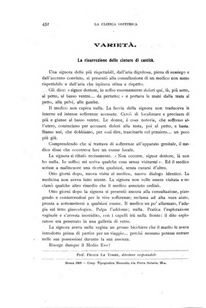 La clinica ostetrica rivista di ostetricia, ginecologia e pediatria. - A. 1, n. 1 (1899)-a. 40, n. 12 (dic. 1938)