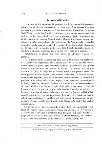 La clinica ostetrica rivista di ostetricia, ginecologia e pediatria. - A. 1, n. 1 (1899)-a. 40, n. 12 (dic. 1938)