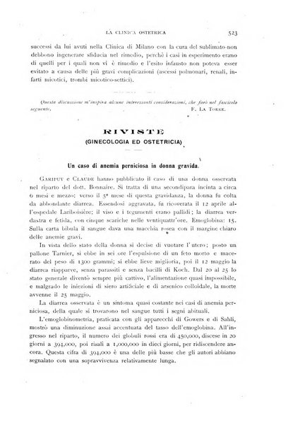 La clinica ostetrica rivista di ostetricia, ginecologia e pediatria. - A. 1, n. 1 (1899)-a. 40, n. 12 (dic. 1938)