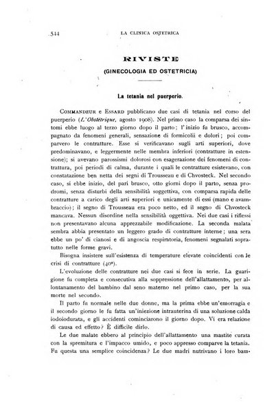 La clinica ostetrica rivista di ostetricia, ginecologia e pediatria. - A. 1, n. 1 (1899)-a. 40, n. 12 (dic. 1938)