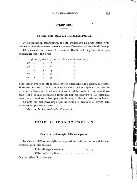 La clinica ostetrica rivista di ostetricia, ginecologia e pediatria. - A. 1, n. 1 (1899)-a. 40, n. 12 (dic. 1938)