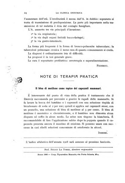 La clinica ostetrica rivista di ostetricia, ginecologia e pediatria. - A. 1, n. 1 (1899)-a. 40, n. 12 (dic. 1938)