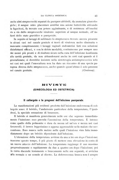 La clinica ostetrica rivista di ostetricia, ginecologia e pediatria. - A. 1, n. 1 (1899)-a. 40, n. 12 (dic. 1938)