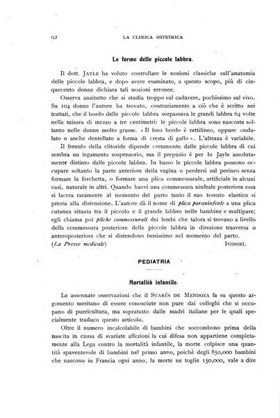 La clinica ostetrica rivista di ostetricia, ginecologia e pediatria. - A. 1, n. 1 (1899)-a. 40, n. 12 (dic. 1938)